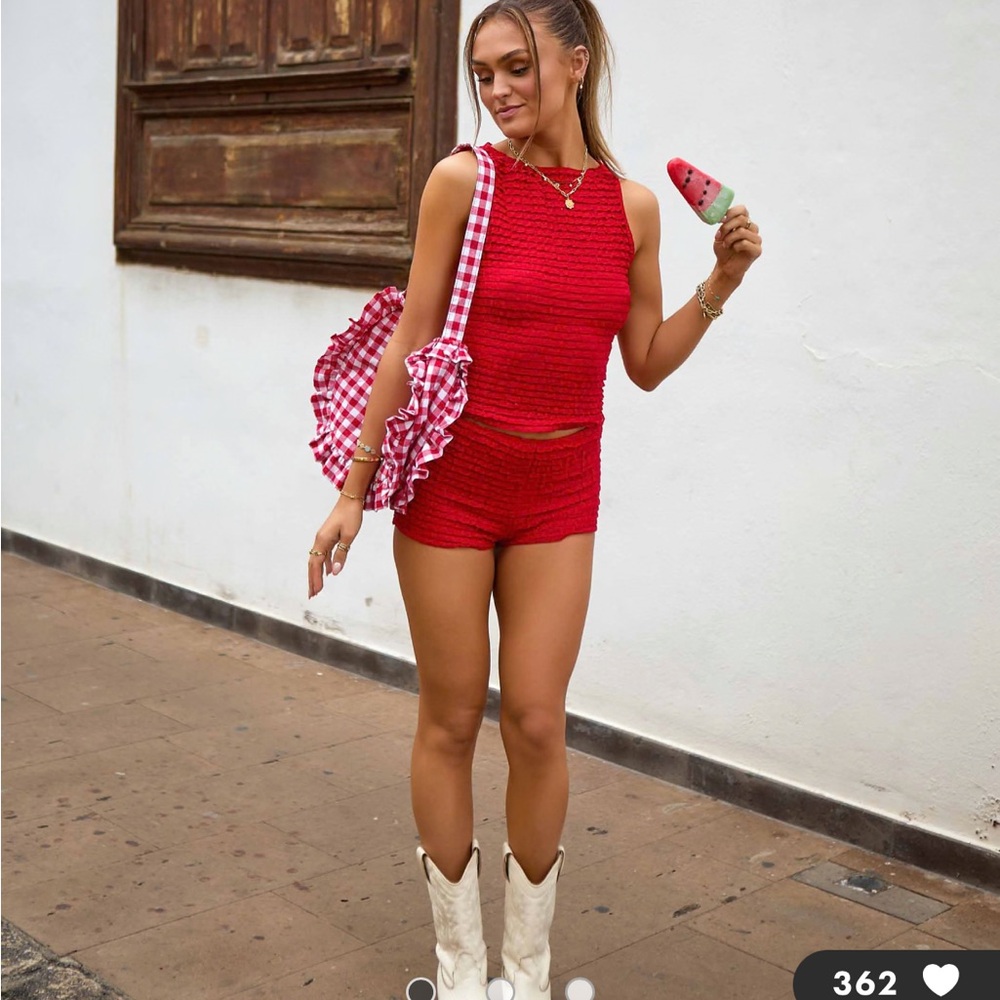 Red Knit Two-Piece Set